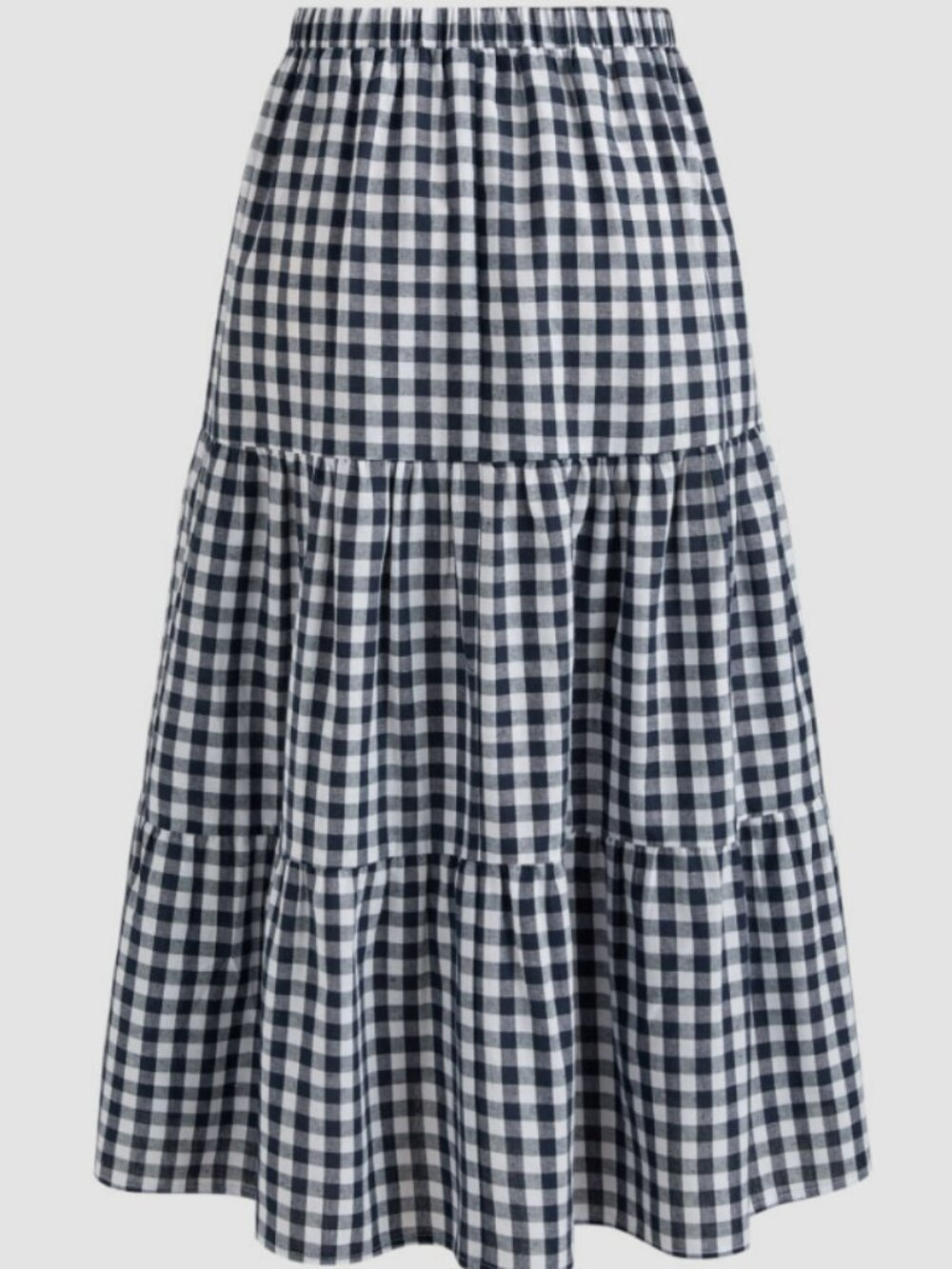 Cider - Woven High Rise Gingham Tiered Midi Skirt - Picture 6 of 6